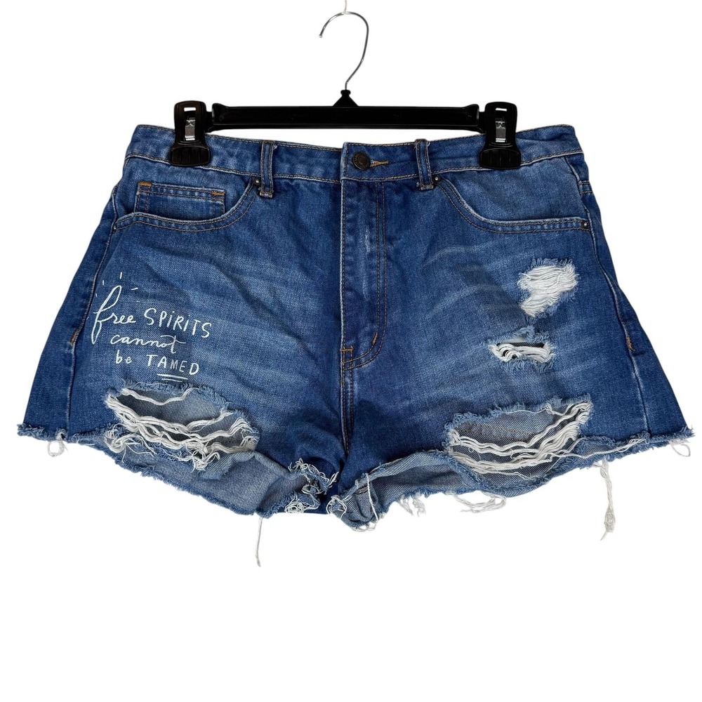 Forever 21 Shorts Womens 29 Blue Distressed Cutoff Denim Free Spirits Frayed